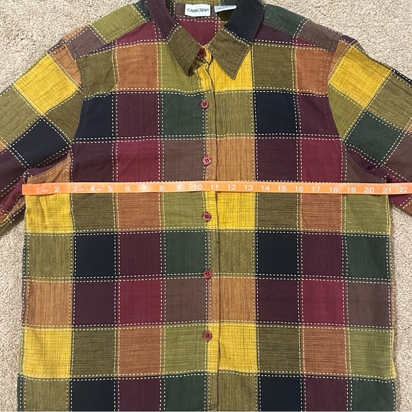 Cabin Creek Cotton Multicolor Color Block Button Down Shirt - Picture 7 of 8